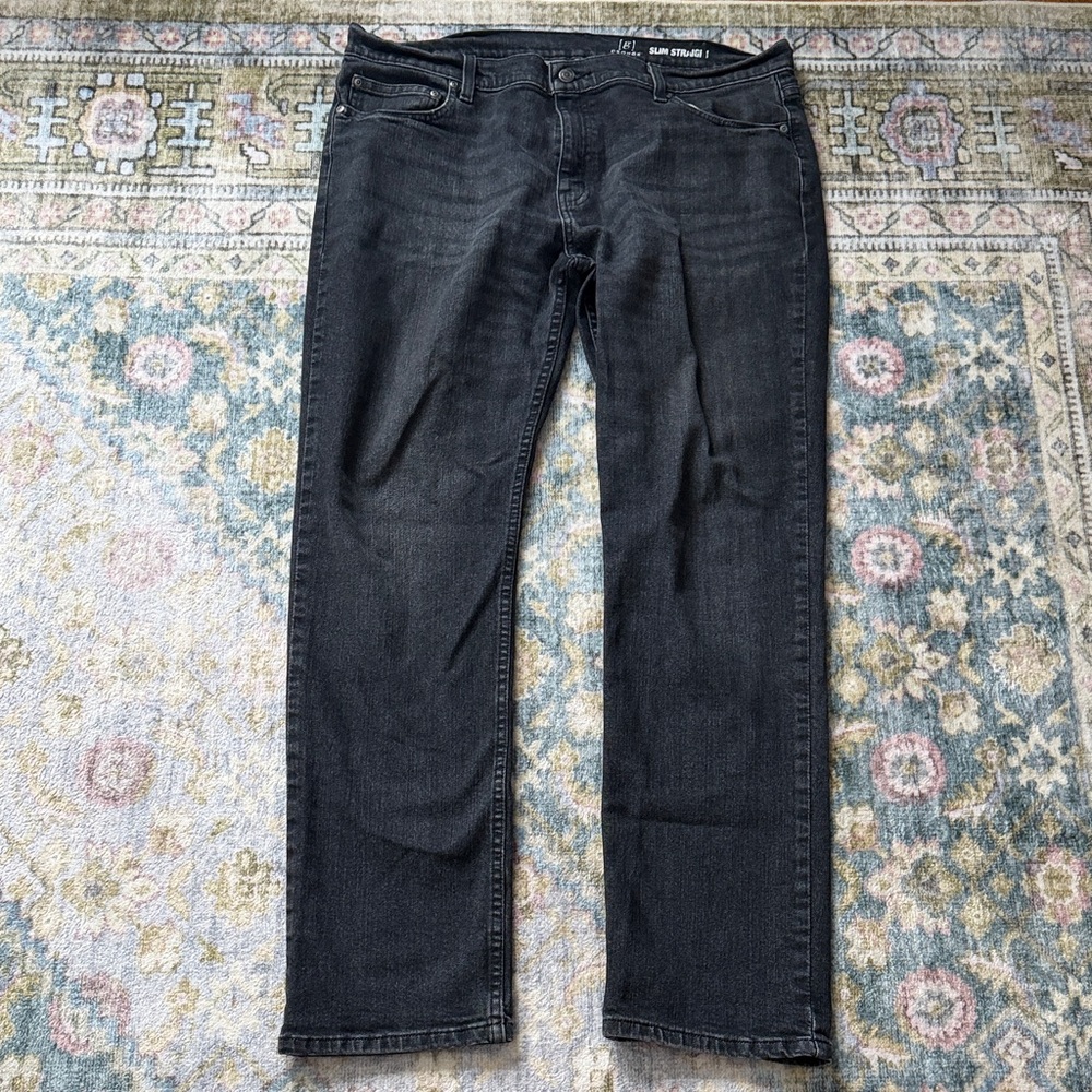George Men's Dark Gray Straight Jeans size 38 x 32